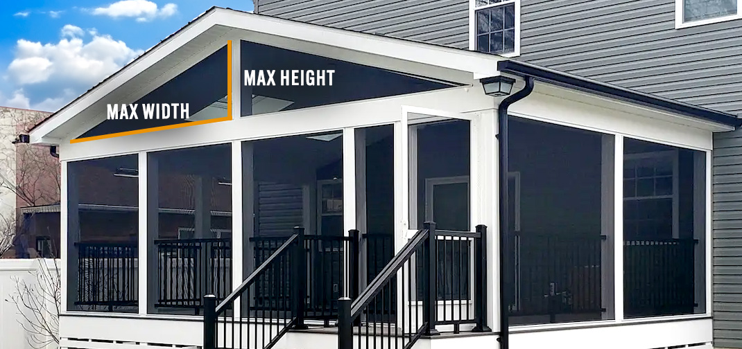 Make sure to meausre the height of both ends of any sloped structures you would like to install vinyl porch enclosures on.