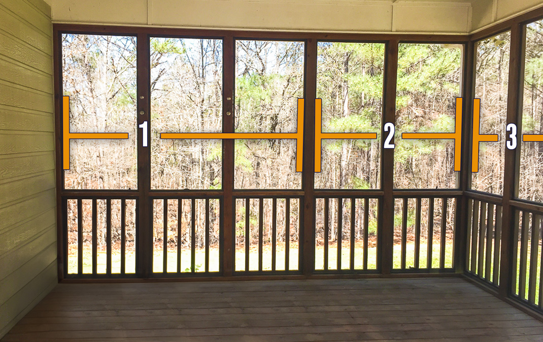 To ensure proper fit, a max width for the vinyl porch enclosures should be measured from the ouside of the desired structure.