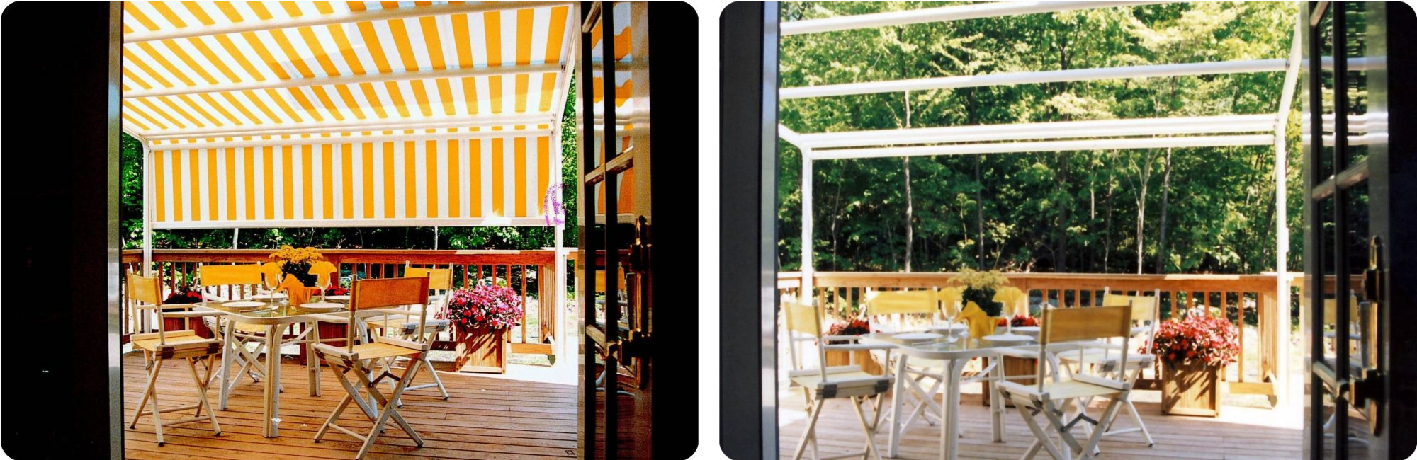 The Malaga retractable patio shade extends up to 18 feet, combining strength with smooth lines and graceful curves.