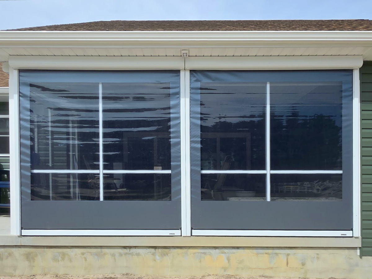 residential porch framing with clear panels