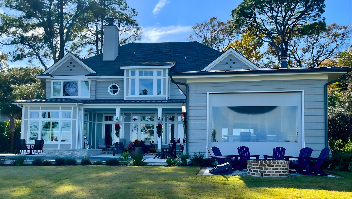 Coastal home with porch enclosure